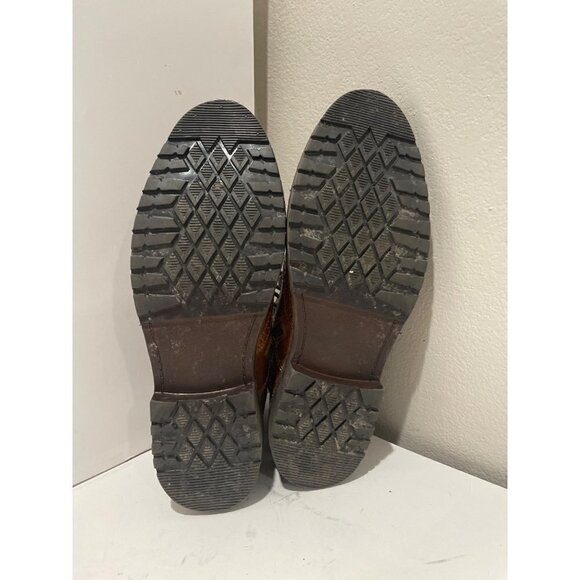 STEVE MADDEN MENS WESTERN CONGNAC LEATHER ANKLE BOOTS BRONW SIZE 9 - Picture 7 of 10